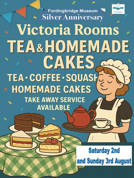 Poster for anniversary refreshments in the Victoria Rooms Fordingbridge 2nd and 3rd August 2025