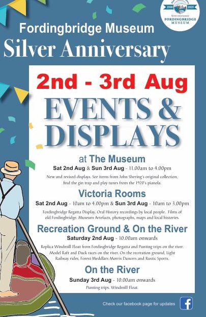 Poster for Fordingbridge Museum 25th anniversary events and displays 2nd & 3rd August