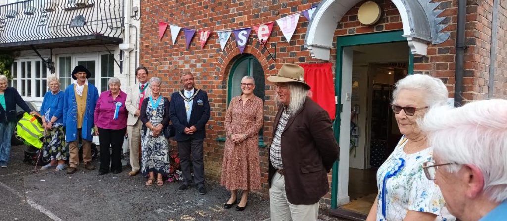 Phil Harding and Mary Deverell with dignitaries and other guests at the opening of Fordingbridge Museum's anniversary weekend