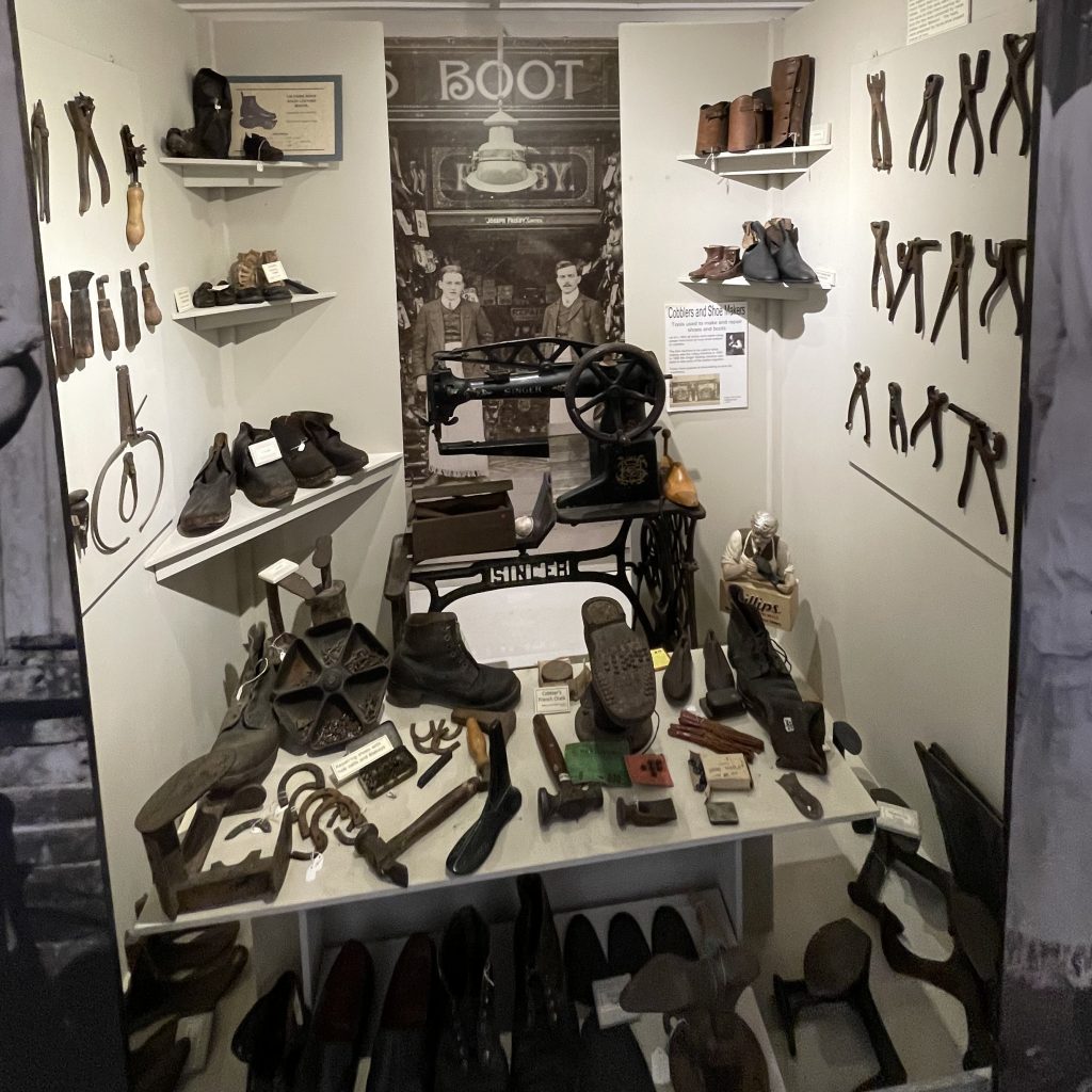 A cobbler's shop display.